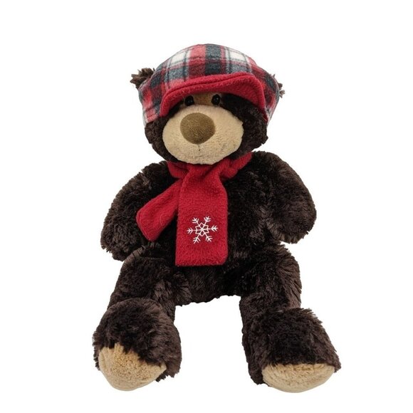 Hugfun St Jude Travis Teddy Bear Plush Stuffed Animal Toy Christmas Hat Scarf - Picture 1 of 9
